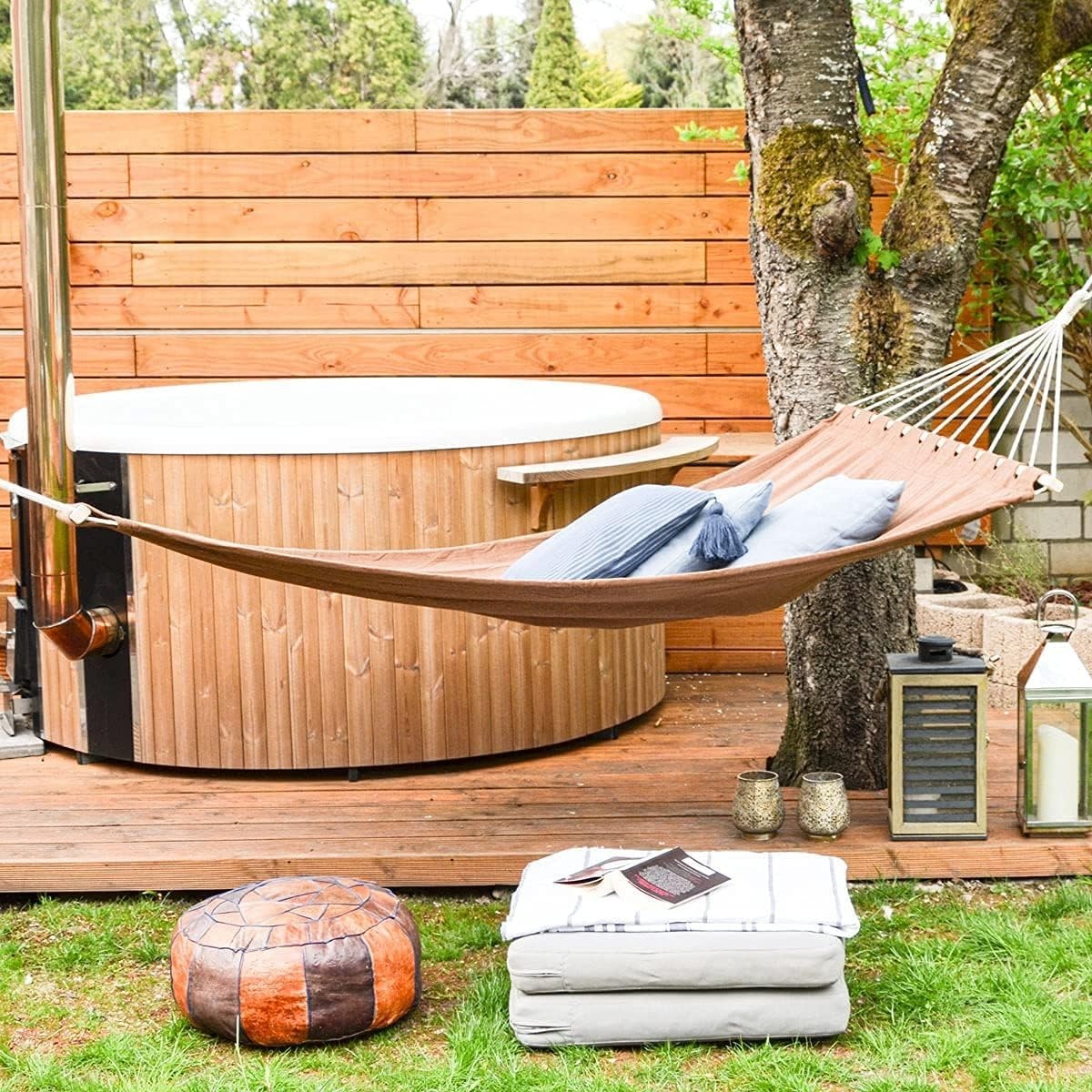 XXL Double Hammock with Wooden Spreader Bars | 200×120cm Indoor Outdoor Bed