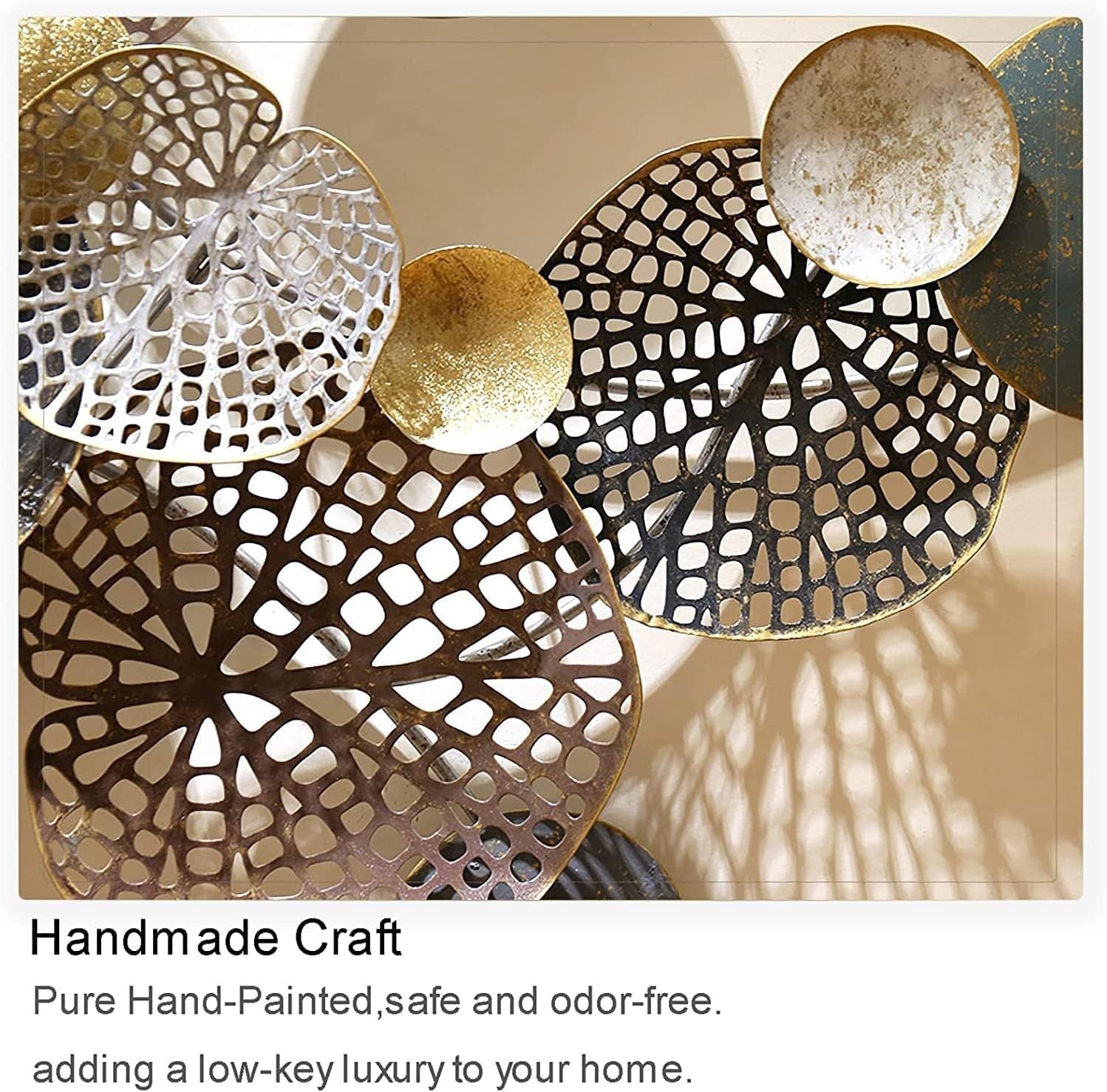 3D Metal Lotus Leaf Wall Art Decor Gold Silver Blue 120x60cm