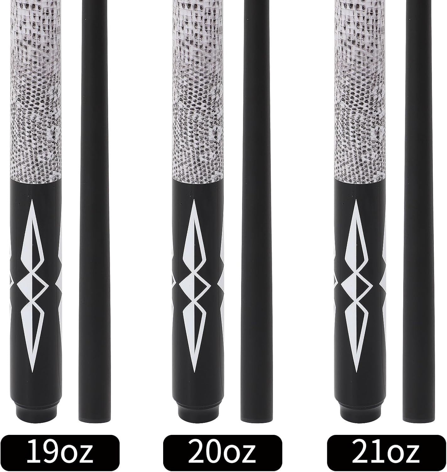 3 Pack 58in Pool Cues Fiberglass Graphite 19–21oz 13mm Tip Set