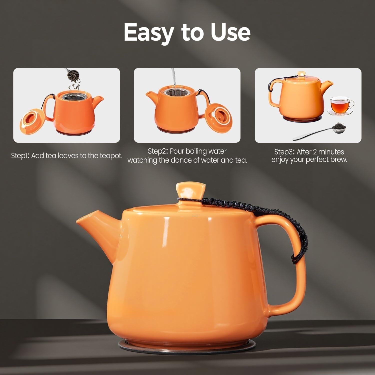 600ml Porcelain Teapot with Infuser Spoon & Coaster Loose Leaf Tea