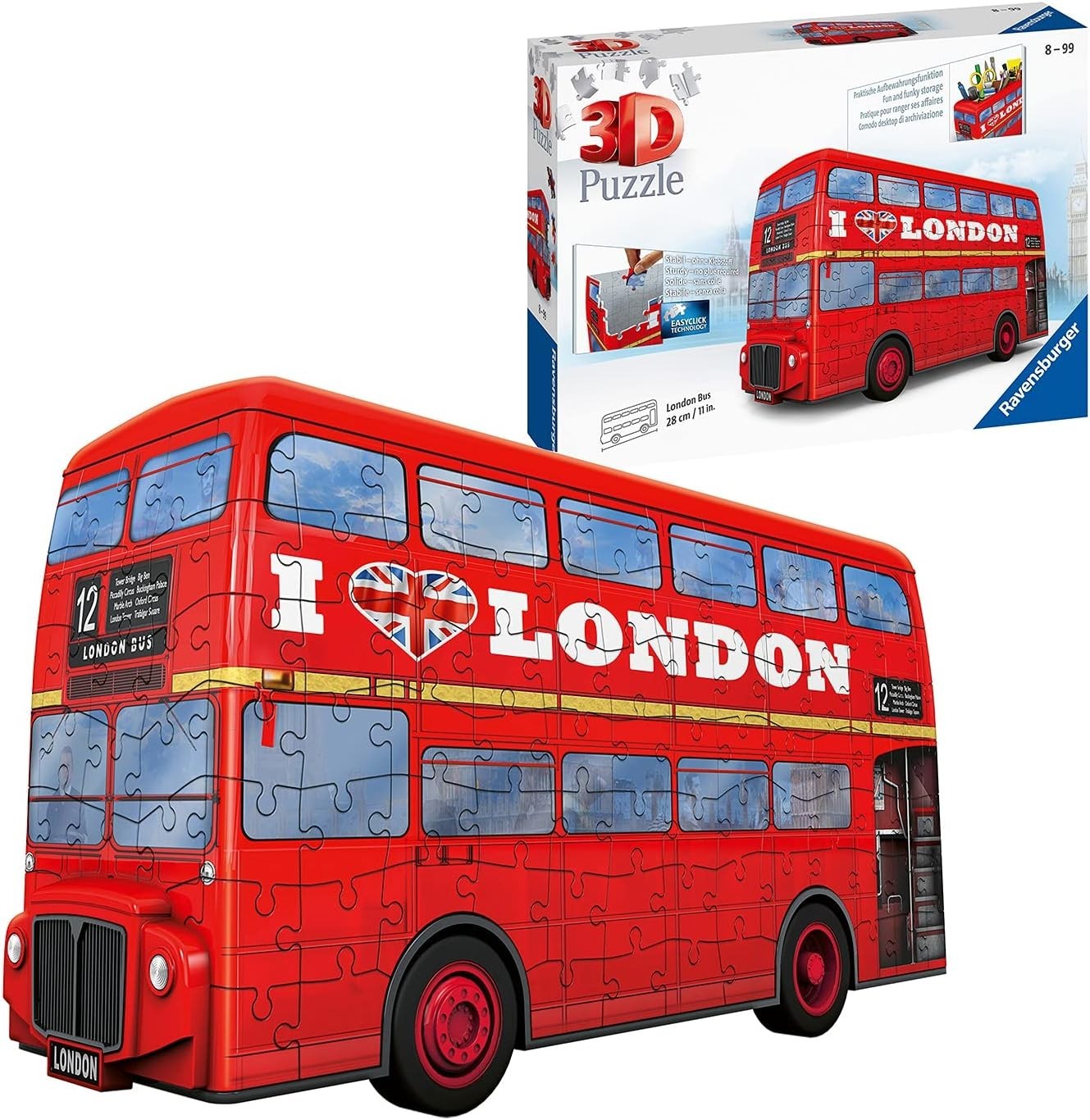3D London Bus Puzzle 216 Piece Building Model Kit Kids Adults No Glue