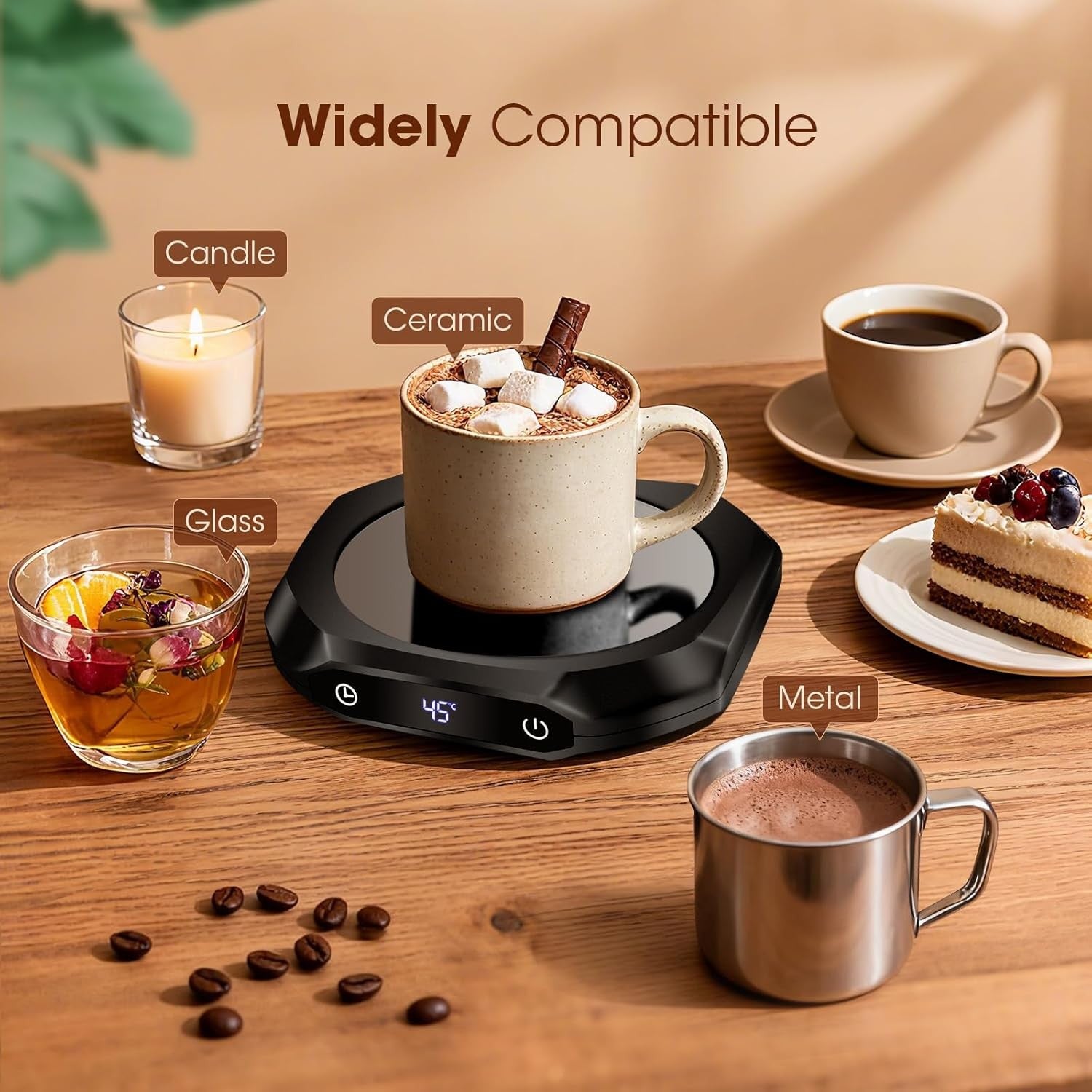 Coffee Mug Warmer 3 Temp 12H Auto Off Desk Cup Heater