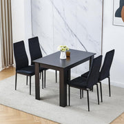 Black Dining Table Set 4 Velvet Chairs Space Saving Kitchen Room