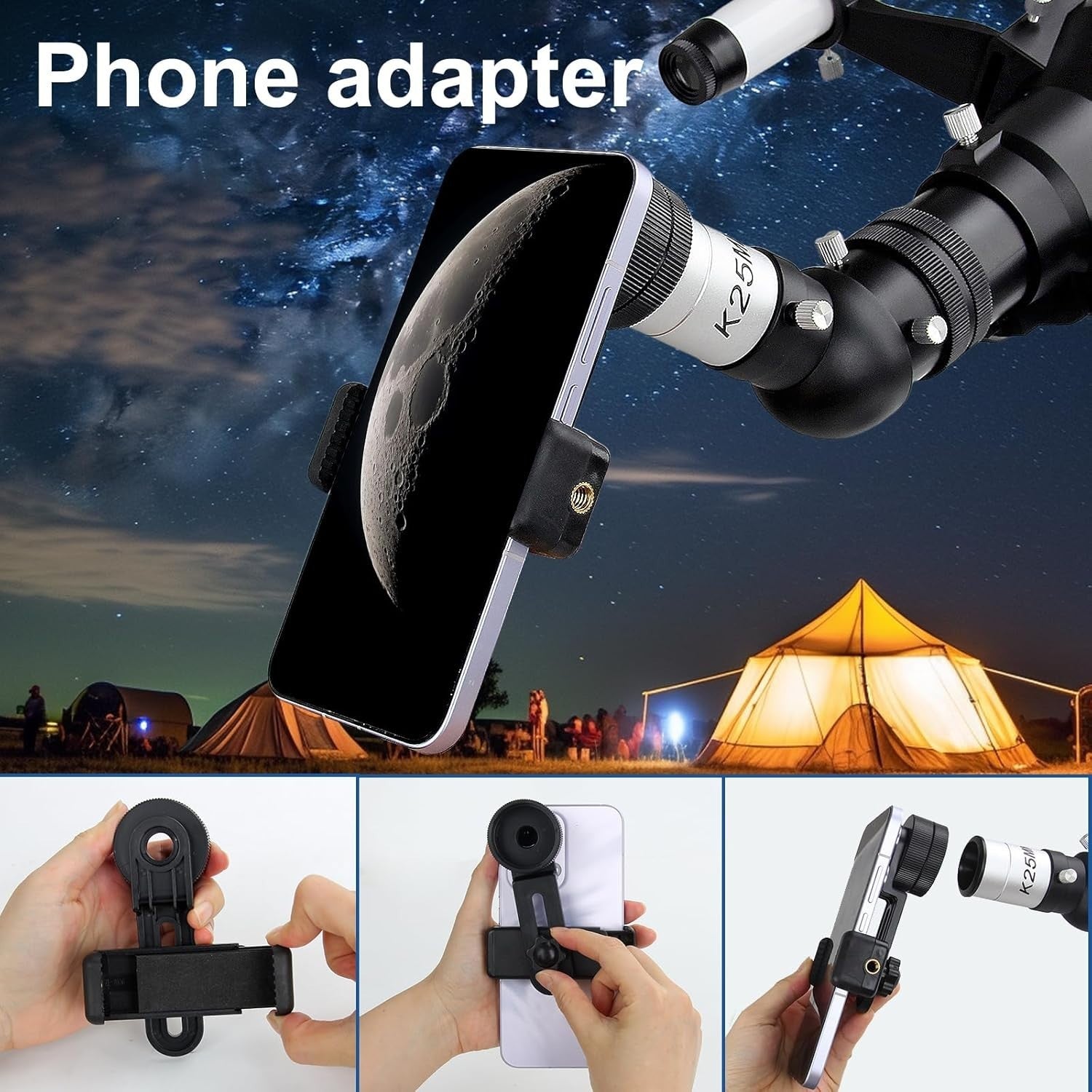 80mm Refractor Telescope 600mm HD Optics Tripod Phone Adapter Travel Kit