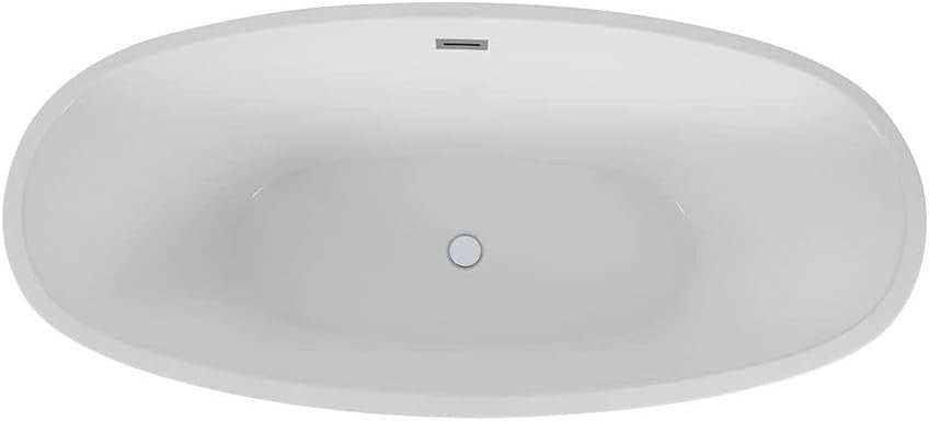 White Double Ended Freestanding Oval Bath 1595x740mm Chrome Overflow