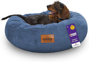 Large Calming Donut Dog Bed 75cm Washable Non Slip Navy