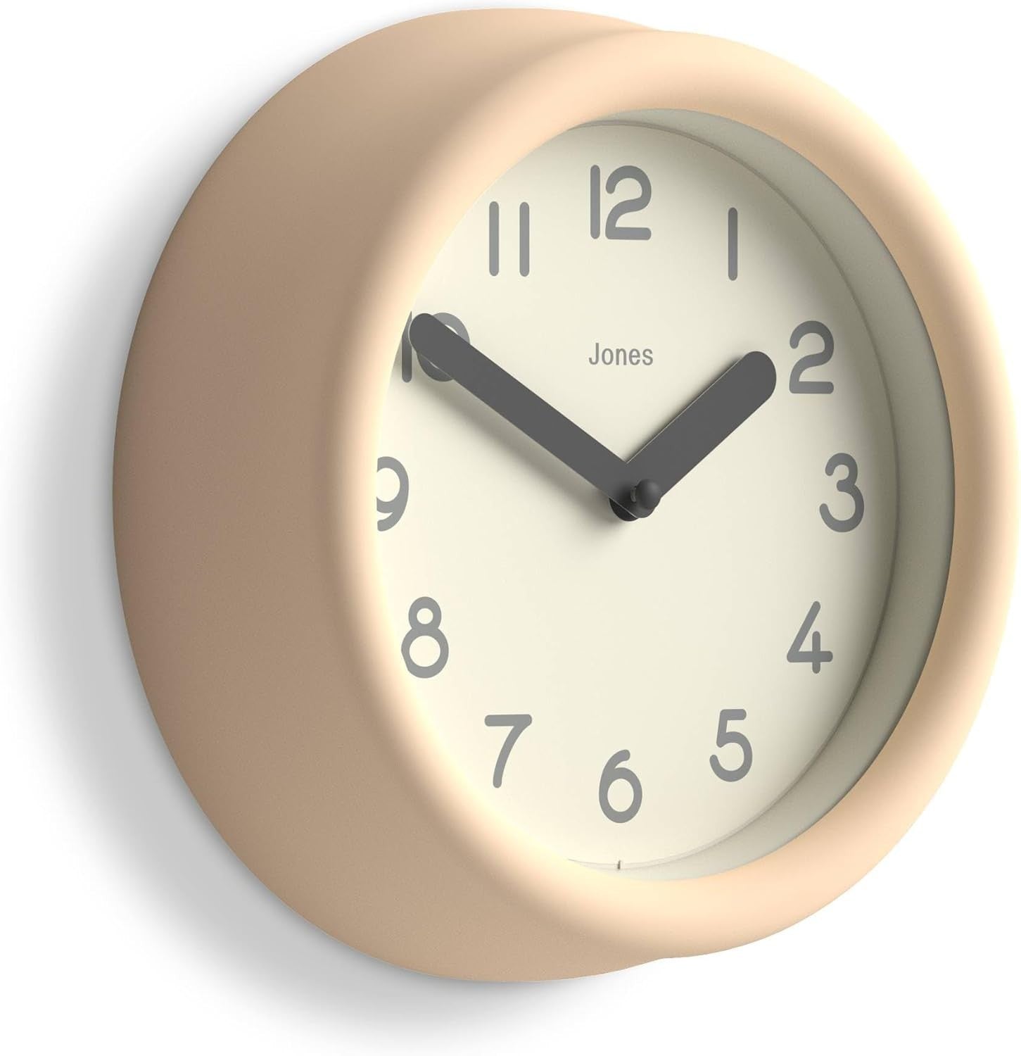 Small Beige Wall Clock 22cm Modern Silent Quartz Round Minimalist Home Decor