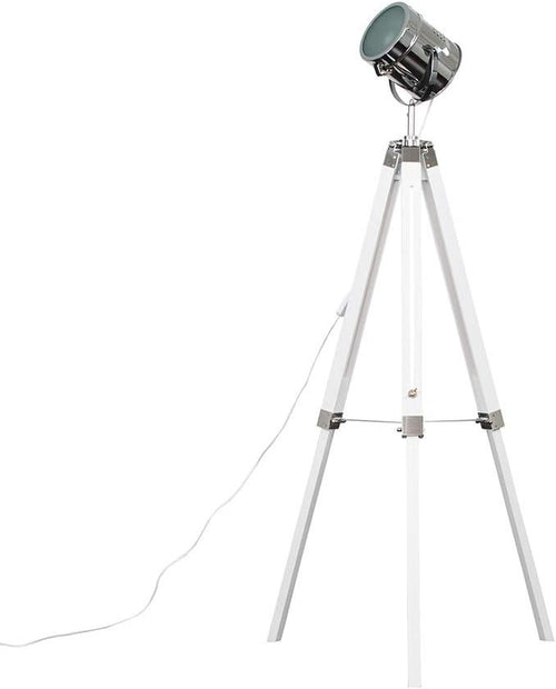 White Tripod Floor Lamp Studio Spotlight Adjustable LED Modern Standing Light