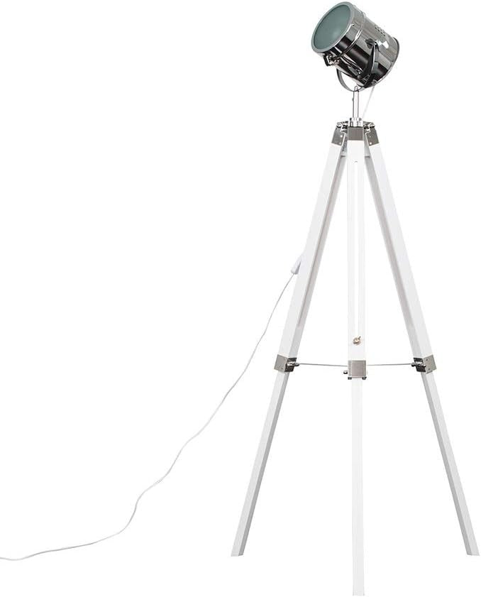 White Tripod Floor Lamp Studio Spotlight Adjustable LED Modern Standing Light