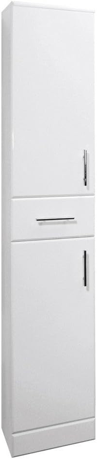 Tall Bathroom Cabinet High Gloss White Storage Unit 190cm Slim Tower