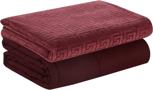 Burgundy Weighted Blanket 9kg 150x200cm with Removable Cover for Stress Relief