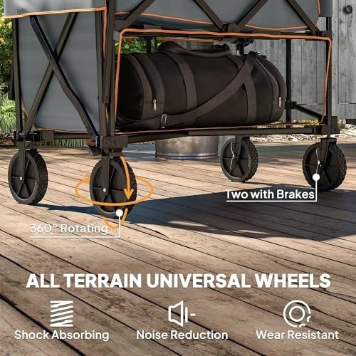Collapsible Double-Decker Wagon Trolley 350L Heavy Duty Foldable Cart