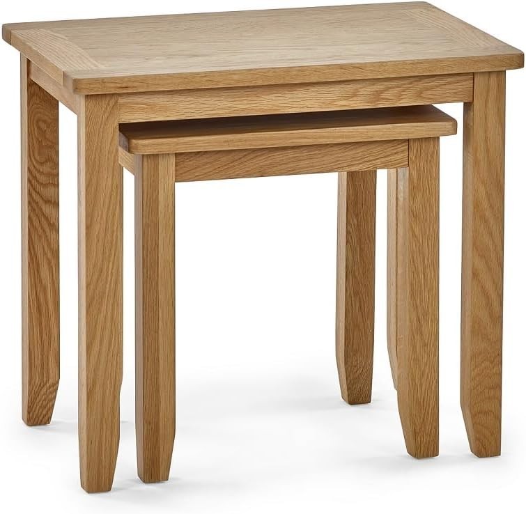 Oak Wood Nesting End Tables Set of 2 Rectangular Space Saving Side Table