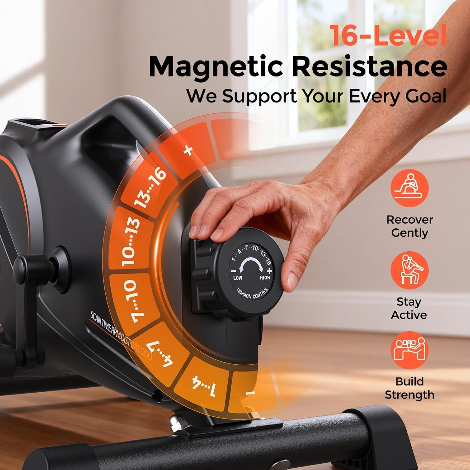 Under Desk Exercise Bike Mini Pedal Exerciser Quiet Magnetic LCD