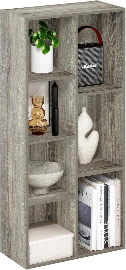 7 Cube Reversible Bookcase Storage Open Shelf Compact Design Organizer Oak