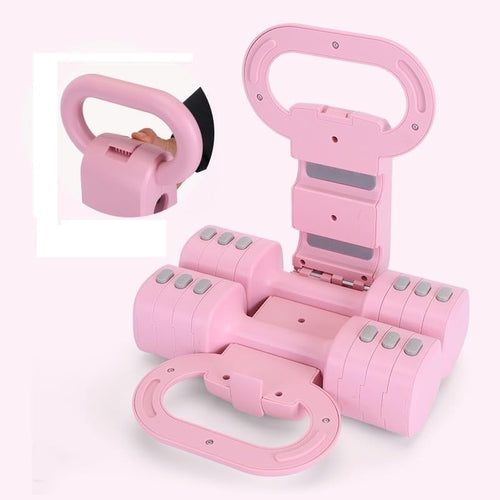 2-in-1 Adjustable Kettlebell Dumbbell Set 1–5kg Pink Home Gym
