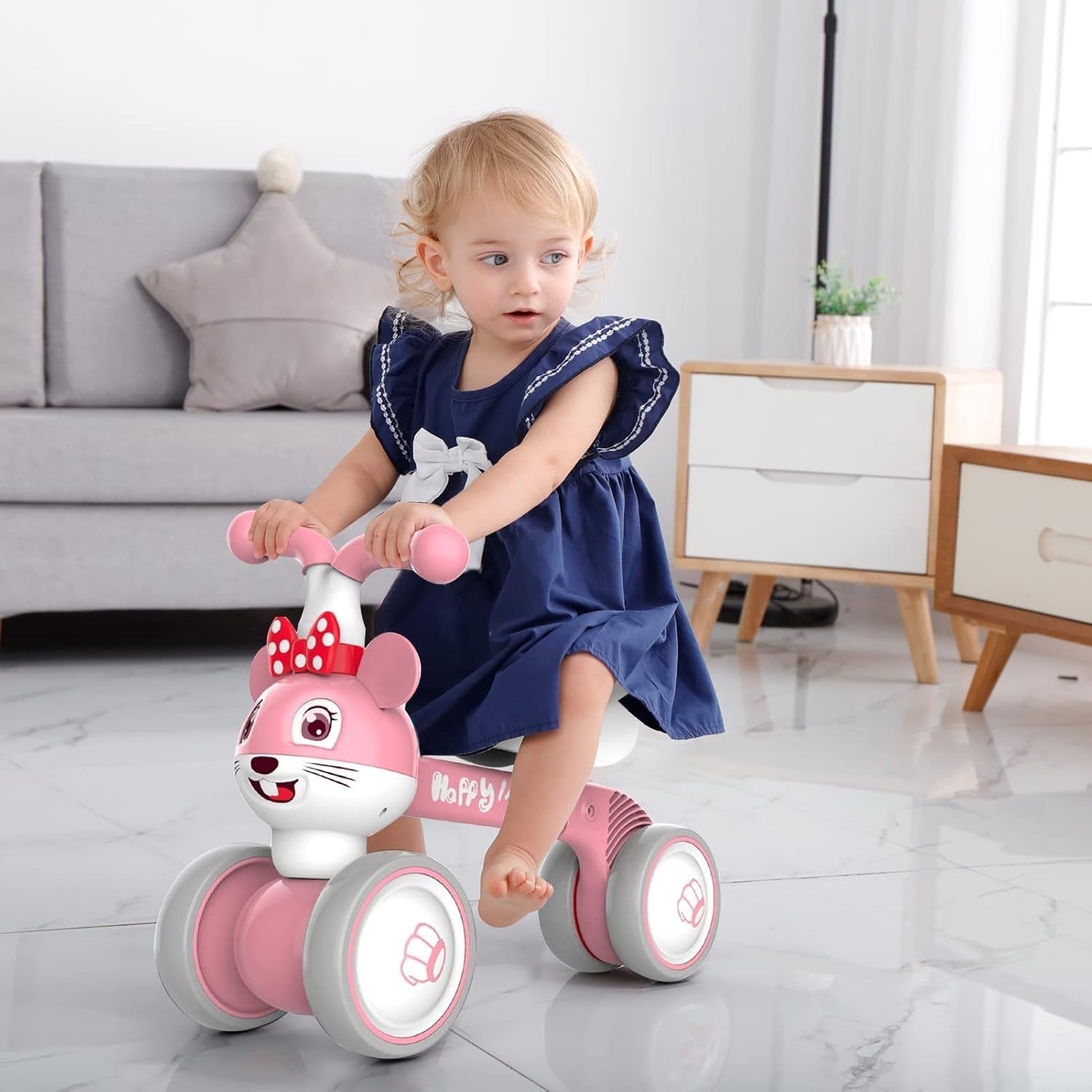 Baby Balance Bike Toddler Ride On Walker Trike No Pedals 10-36 Months Pink