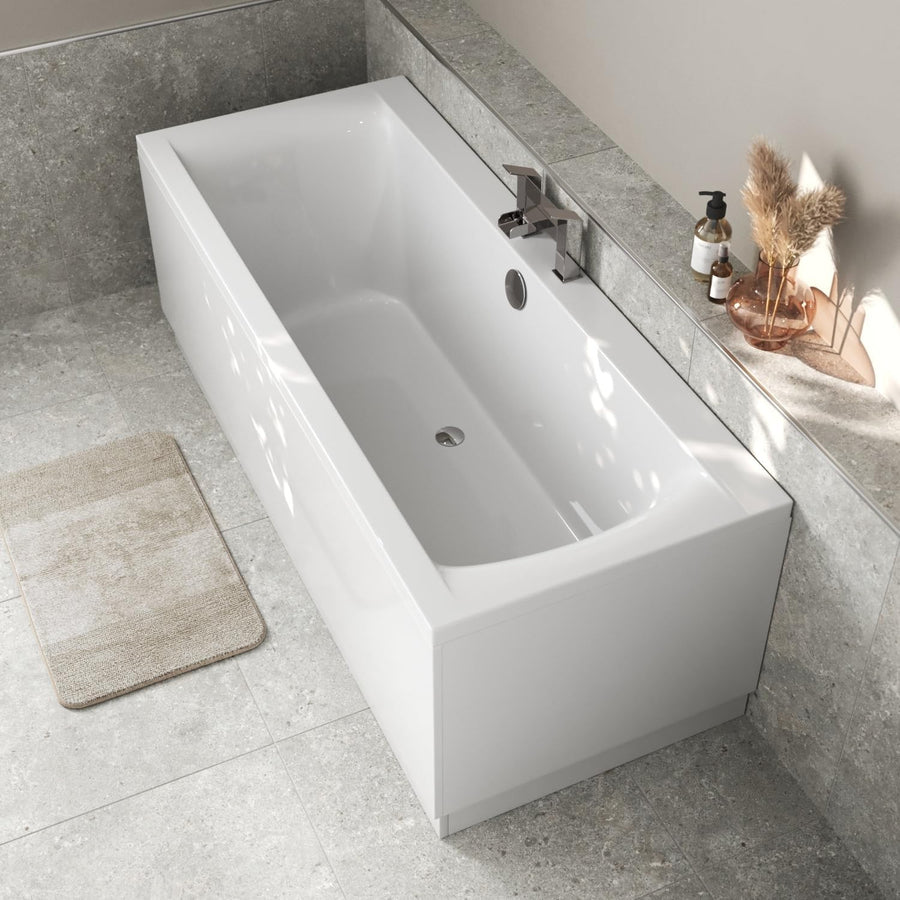 1700x700mm Double Ended Bath with Side Panel – Adjustable Feet, White