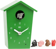 Animal Sound Wall Clock Kids Room Farm Chime Modern Green Cuckoo Toy