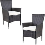 Cushioned Rattan Garden Chairs Set of 2 Stackable Patio Armchairs Brown