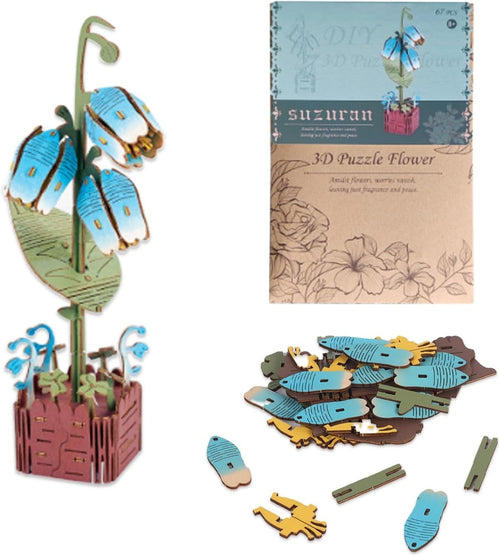 3D Wooden Flower Puzzle DIY Kit – Romantic Home Decor Gift for Women