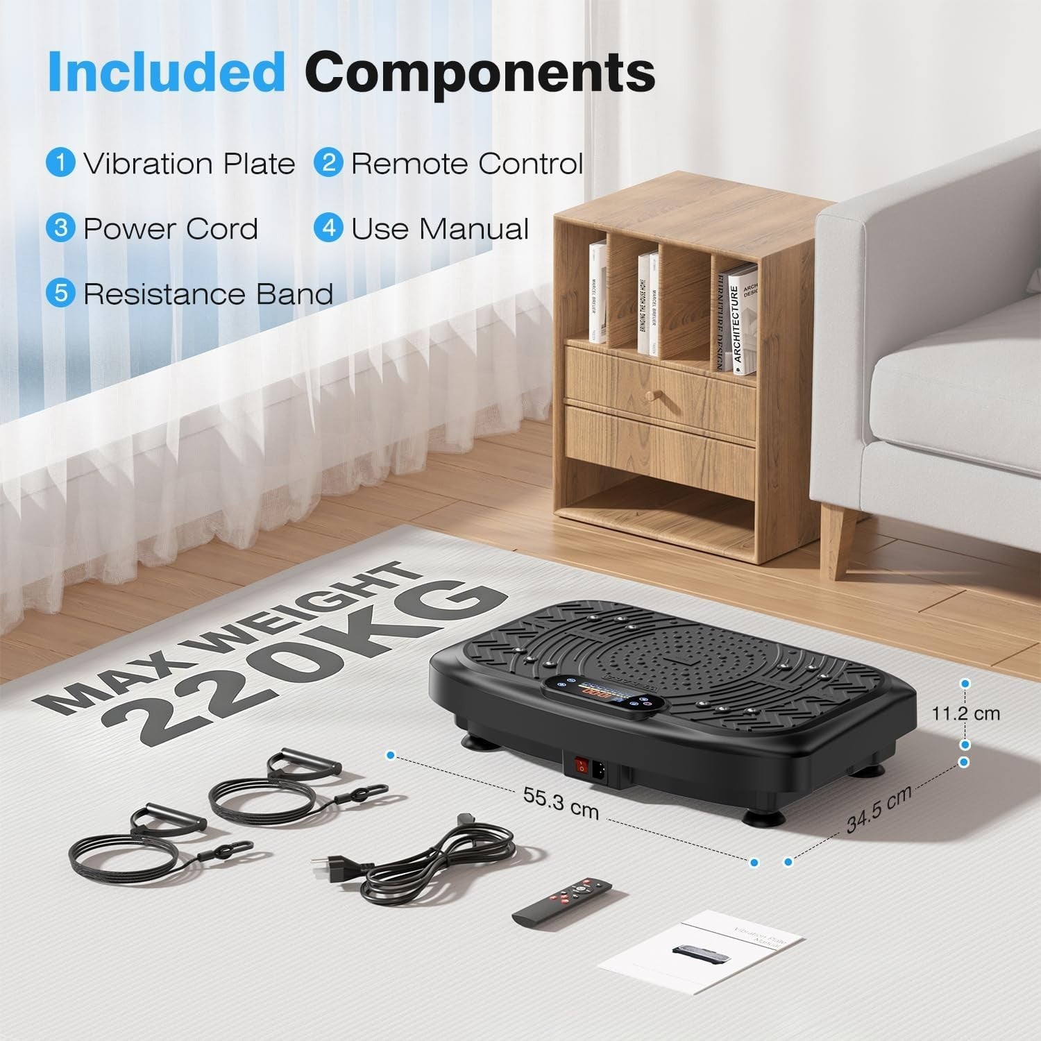 Vibration Plate Exercise Machine 199 Speeds 7 Modes 220KG Bluetooth