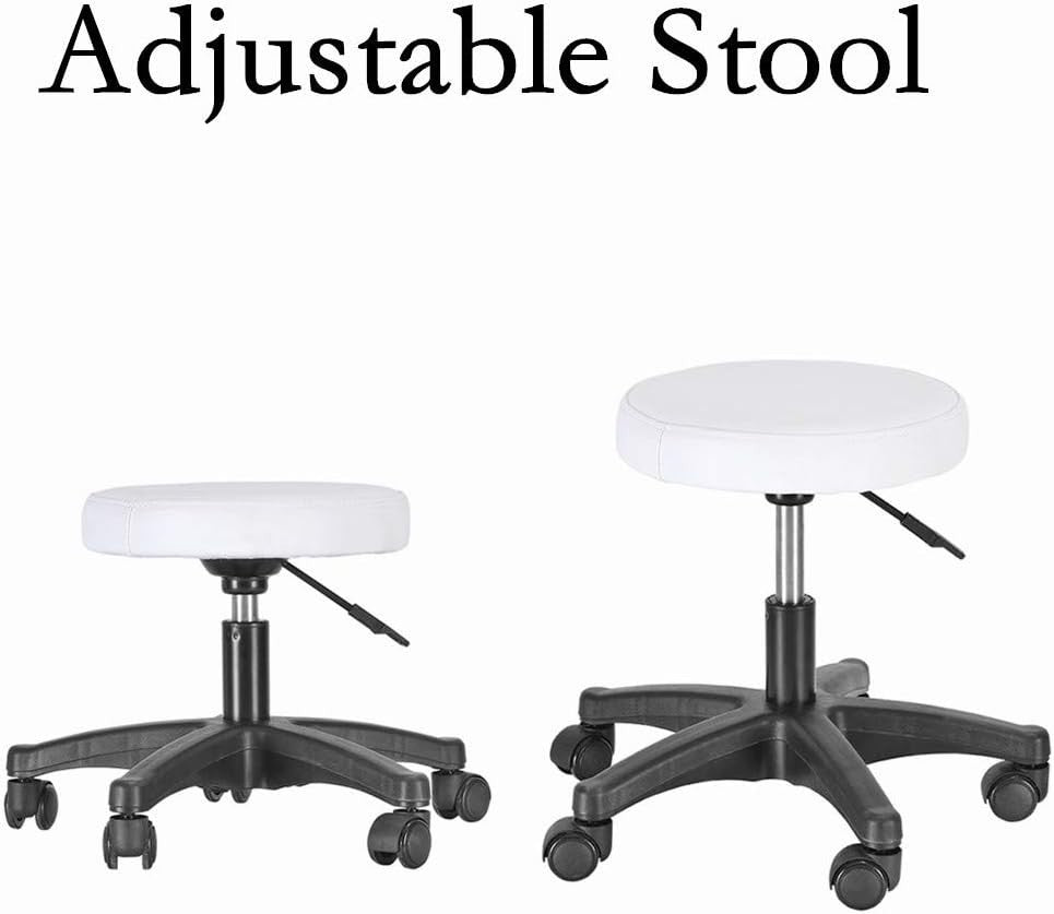 Reclining Massage Bed Adjustable Beauty Salon Spa Tattoo Chair w/ Stool White