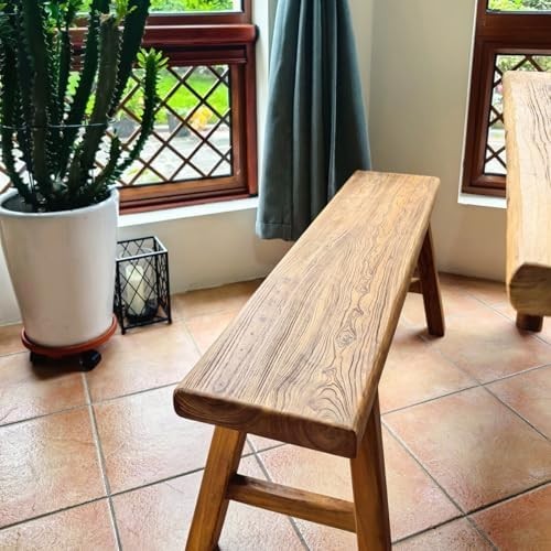 Solid Wood Farmhouse Bench - Indoor Dining & Entryway Seat Armless, Short Height