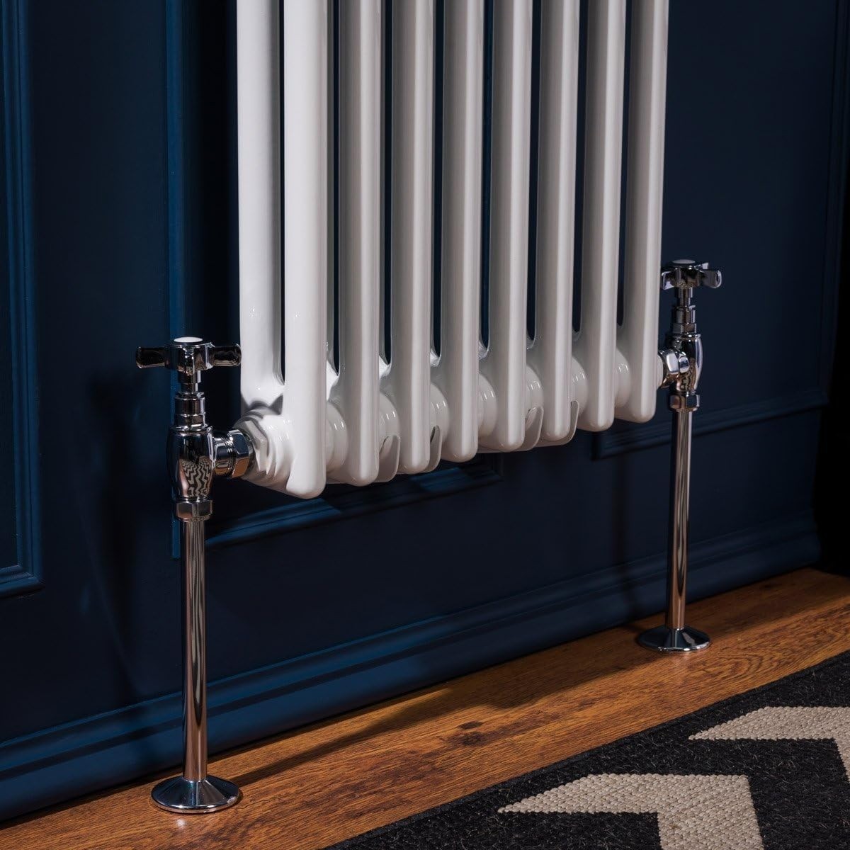 White Double Column Vertical Radiator 1500x380mm Bathroom Kitchen