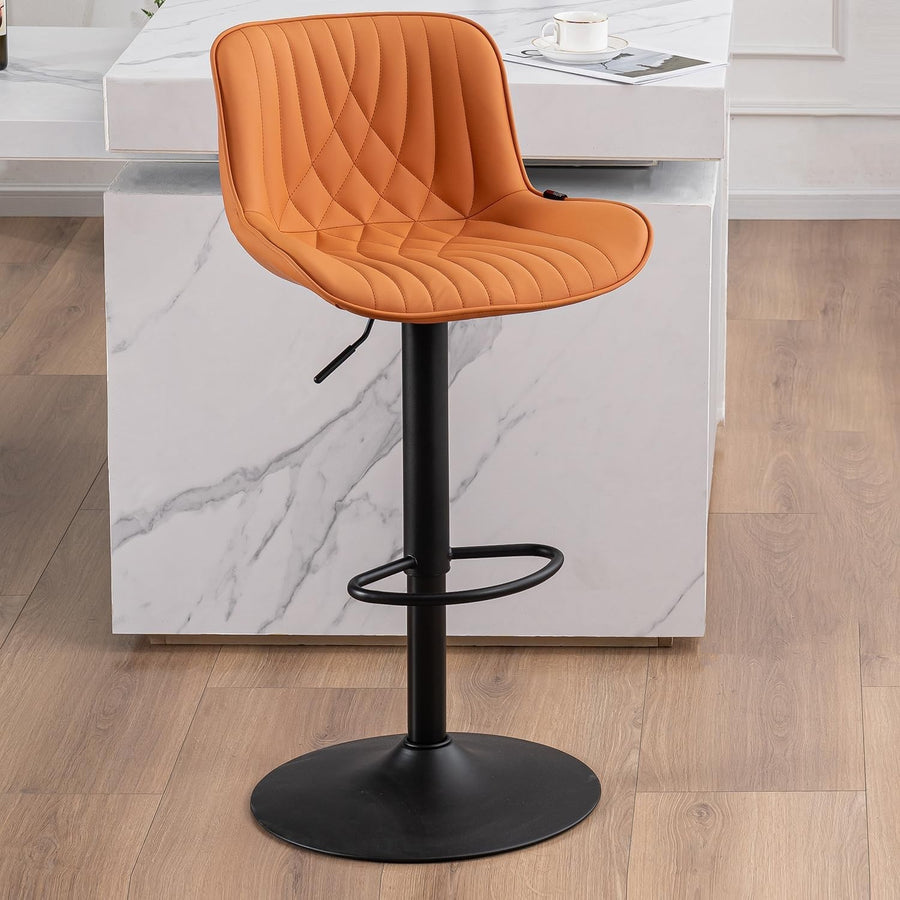Camel Bar Stool PU Leather Swivel Height Adjustable Kitchen Chair