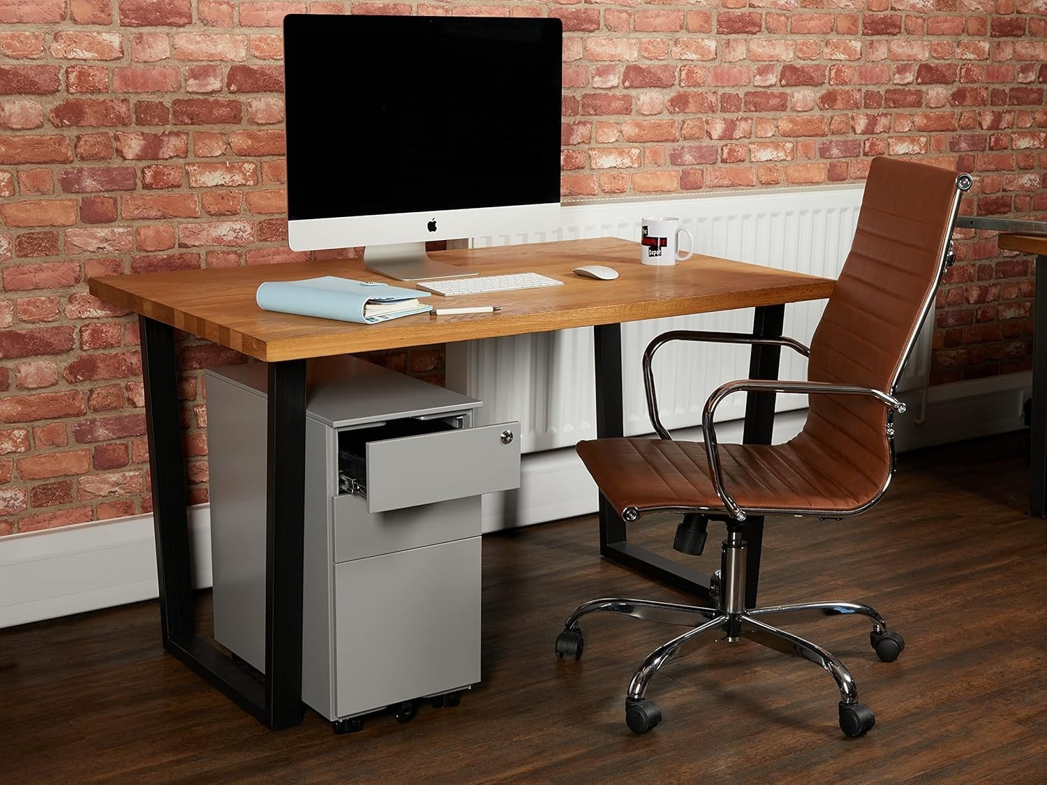 Grey Narrow Under Desk Filing Cabinet 3 Drawer Lockable 60cm