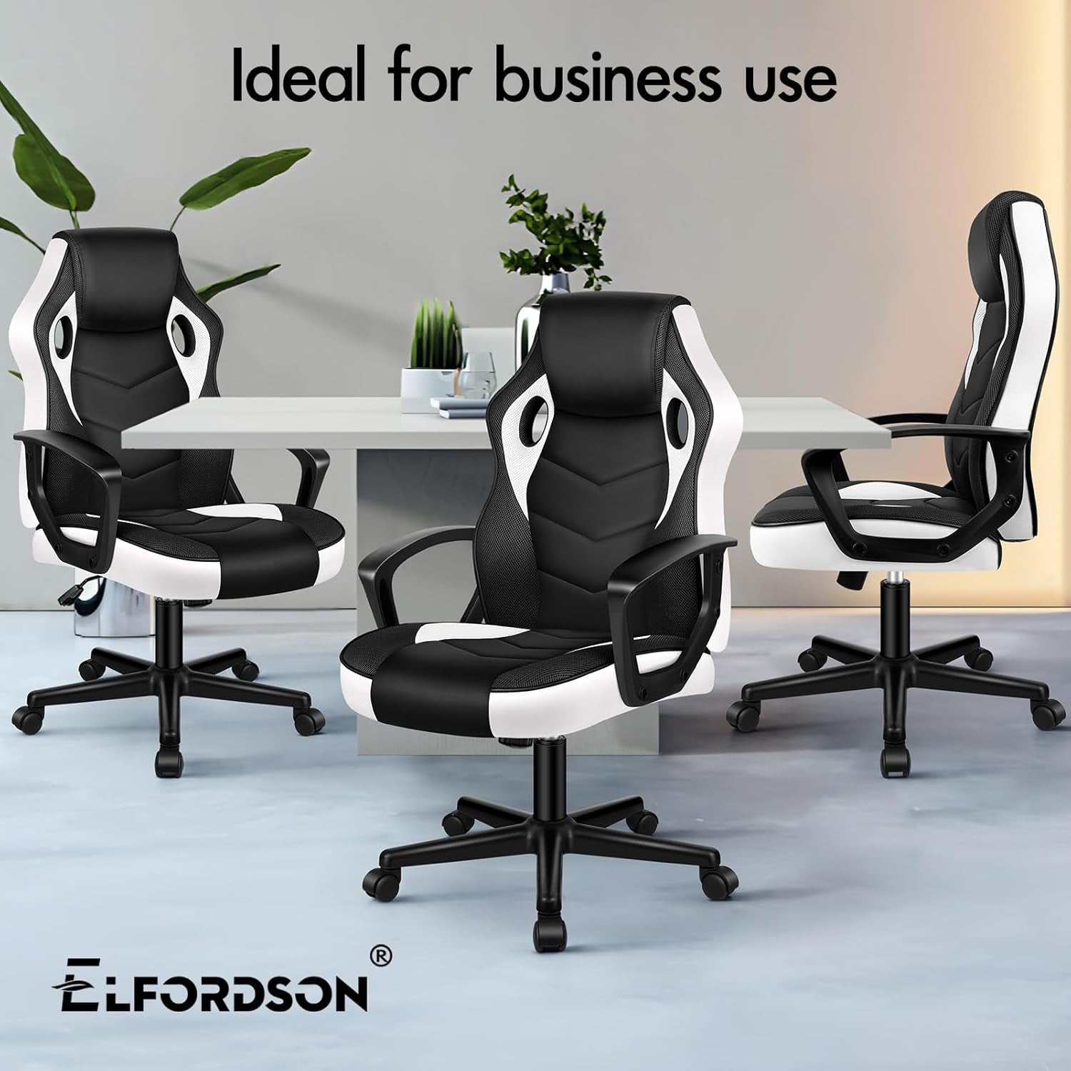 Ergonomic Gaming Chair Racing Style Swivel Desk Chair White