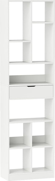 Tall Geometric Bookshelf with Drawer, 180cm Modern Display & Storage Unit
