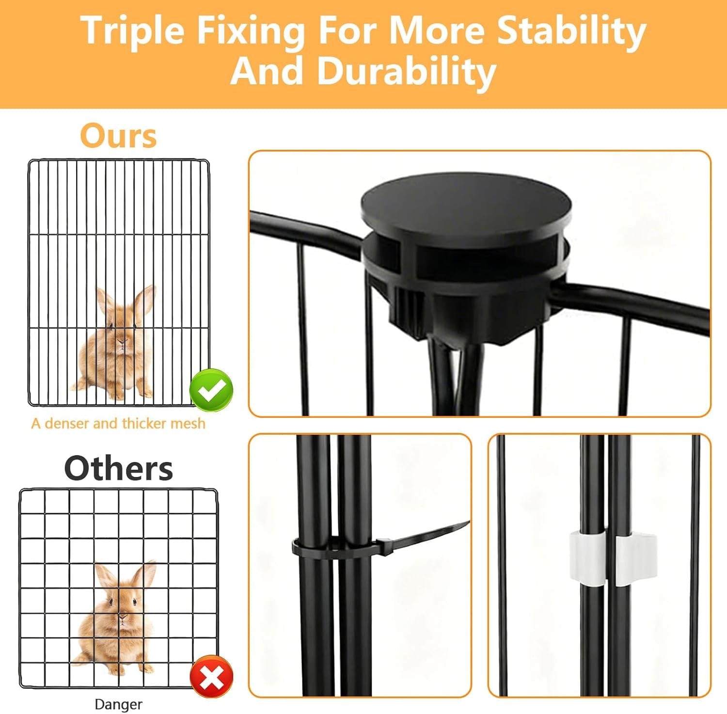 Large Rabbit Cage Indoor Outdoor with Cover Waterproof Easy Clean