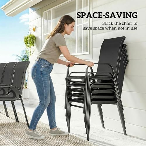 8 Seater Garden Dining Set Outdoor Patio Table with Stackable Chairs