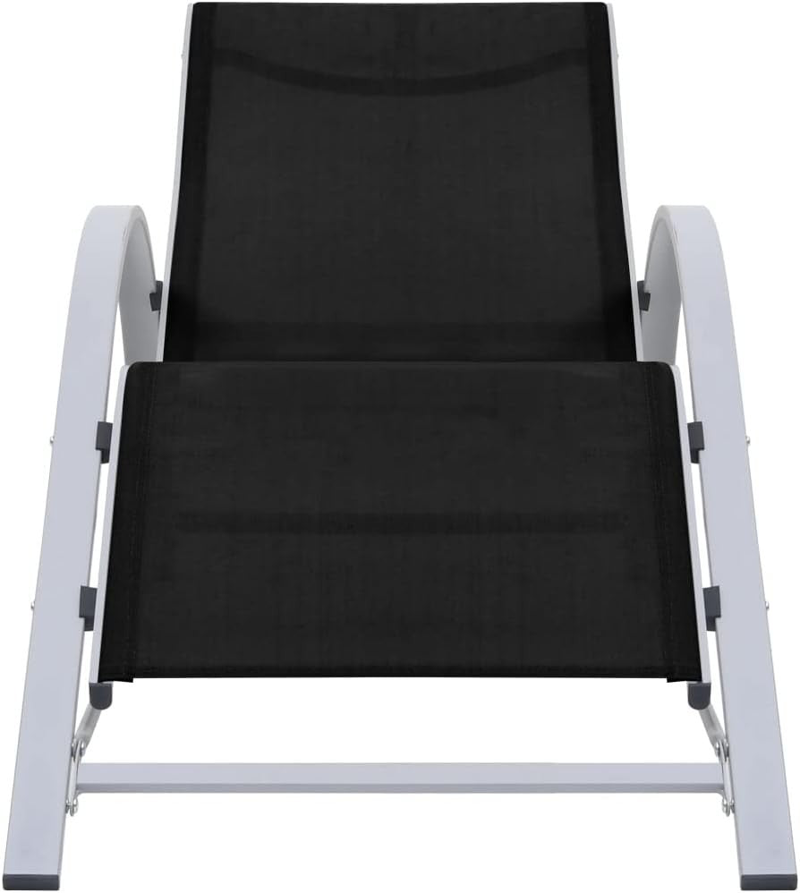 Outdoor Sun Lounger Set of 2 w/ Table – Reclining Garden Chairs Tanning Bed