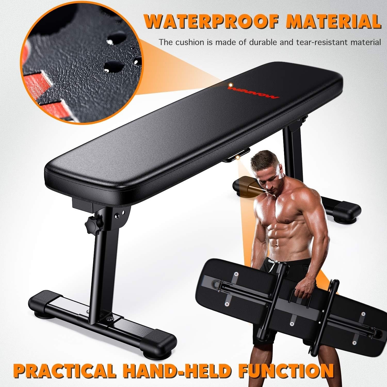 Foldable Flat Weight Bench 300KG Home Gym Workout w Carry Handle