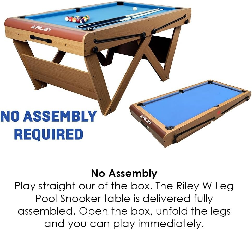 6FT Folding Snooker Pool Table No Assembly Flat Fold w Balls Cues