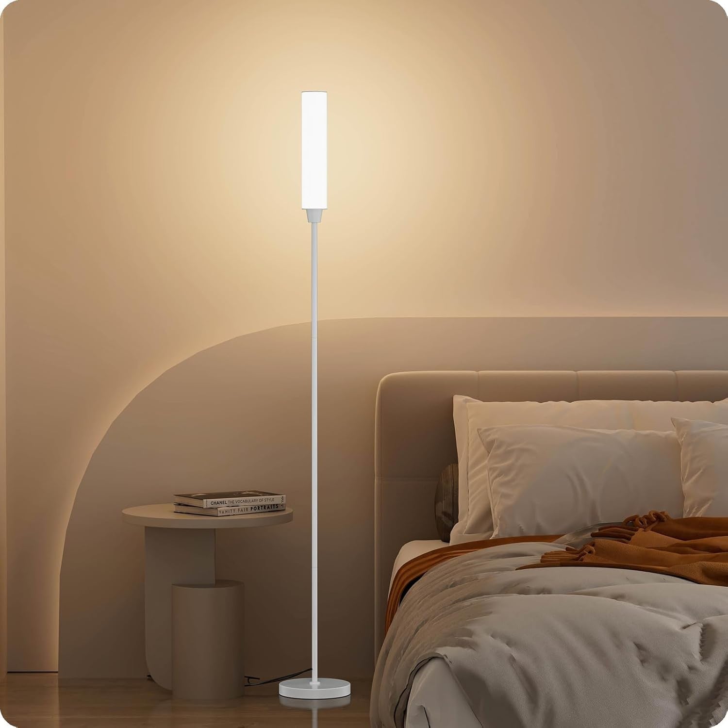 Dimmable LED Floor Lamp Remote Control White Standing Corner Light