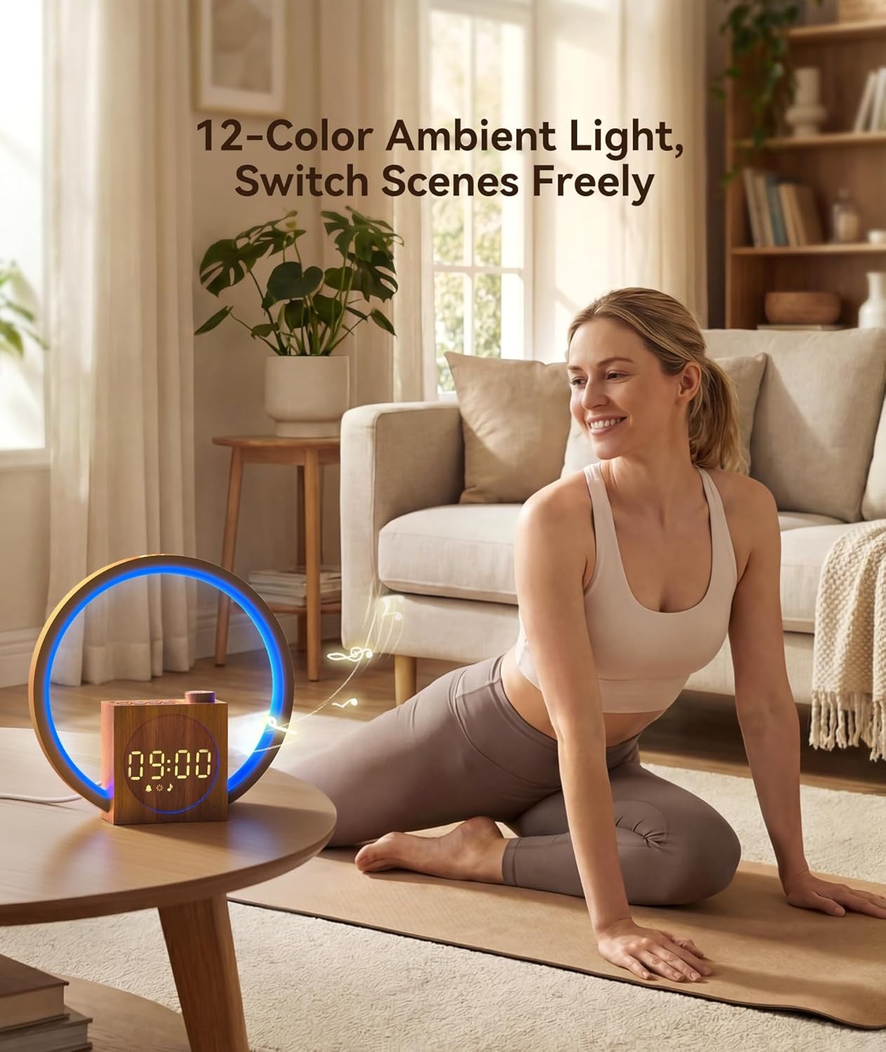 Sunrise Alarm Clock Wake Up Light White Noise 12 Colours Sleep Aid