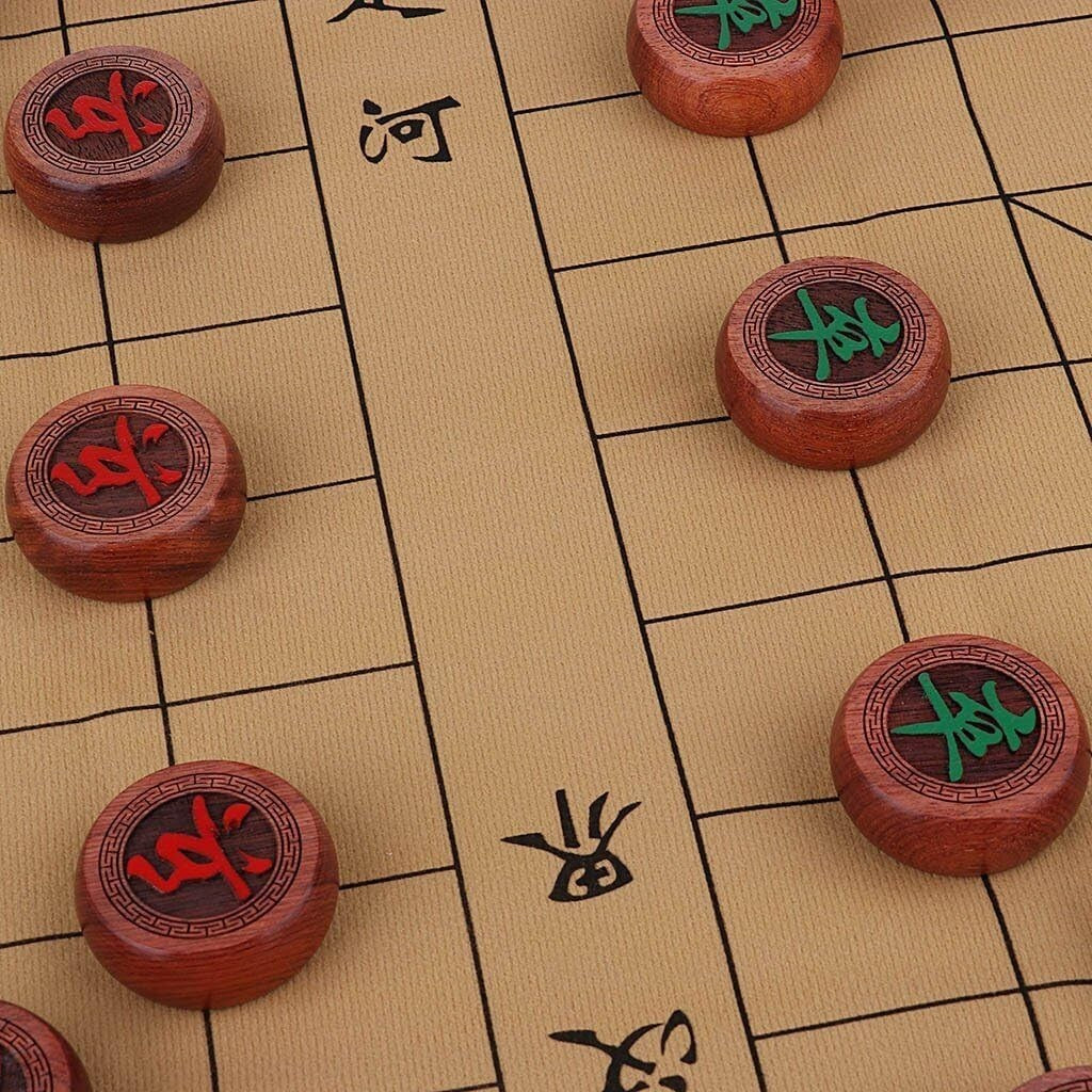 PU Case Chinese Chess Travel Set Wooden Xiangqi Classic Board Game
