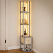 LED Floor Lamp with Shelves Storage Column Standing Lamp Adjustable Light