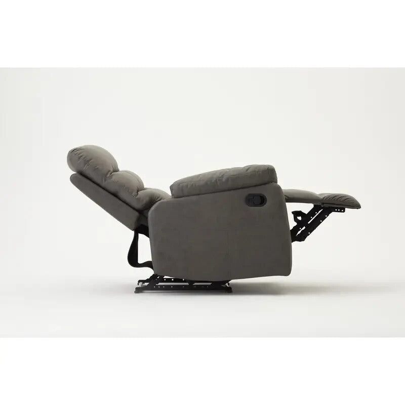2 Seater Manual Recliner Sofa Grey Air Leather Lounge Chair Padded