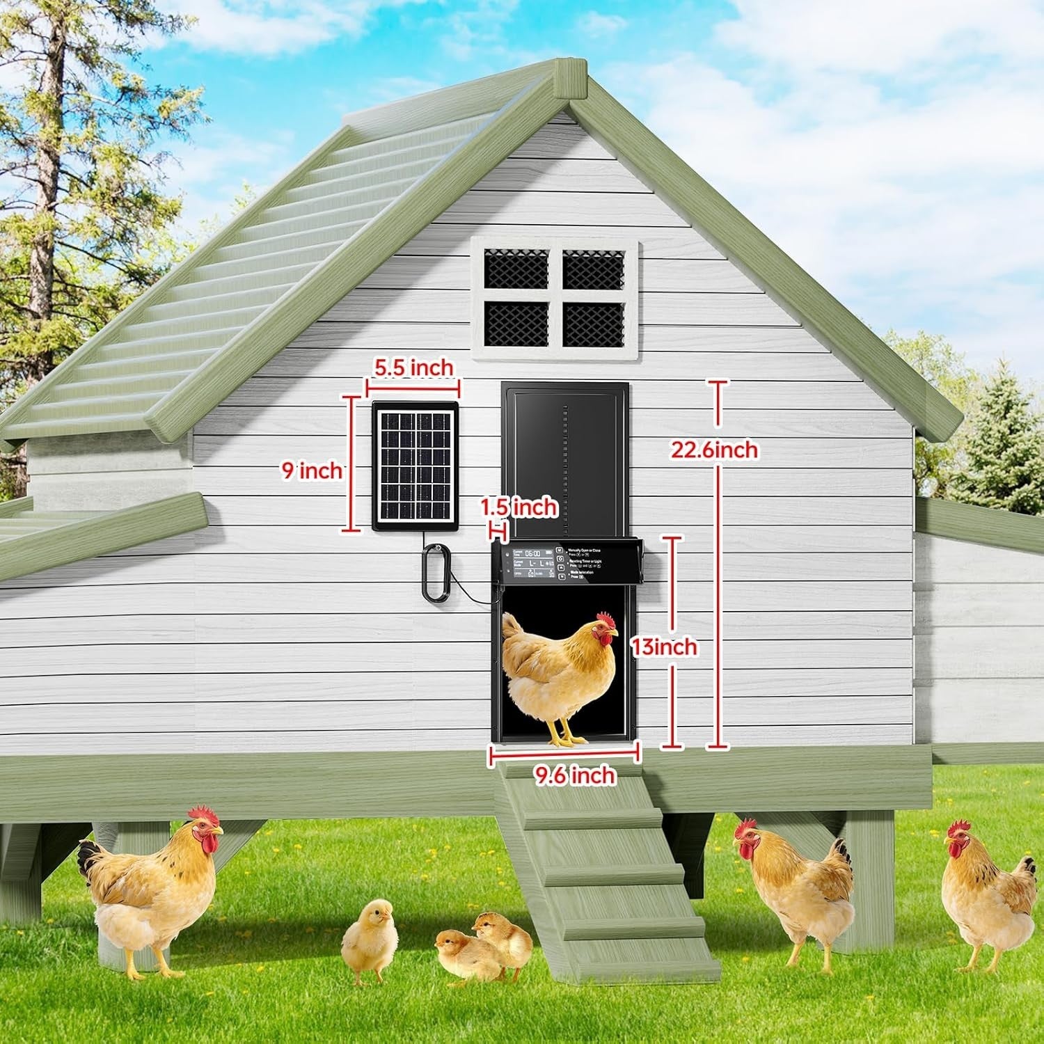 Solar Automatic Chicken Coop Door Timer Light Sensor Remote