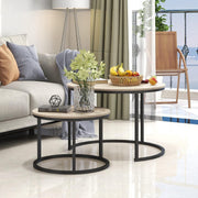 2-Piece Nesting Coffee Table Set Wood Metal Frame Small Space Living Room