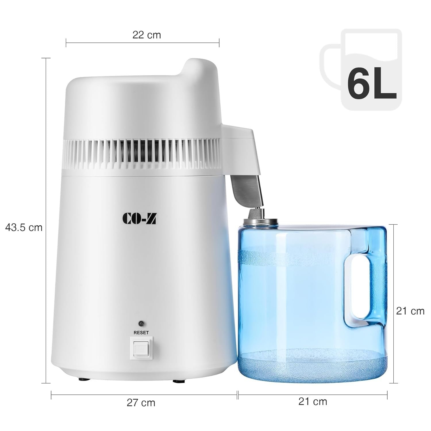6L Electric Water Distiller Pure Distilled Water Maker Home Lab Kitchen Use