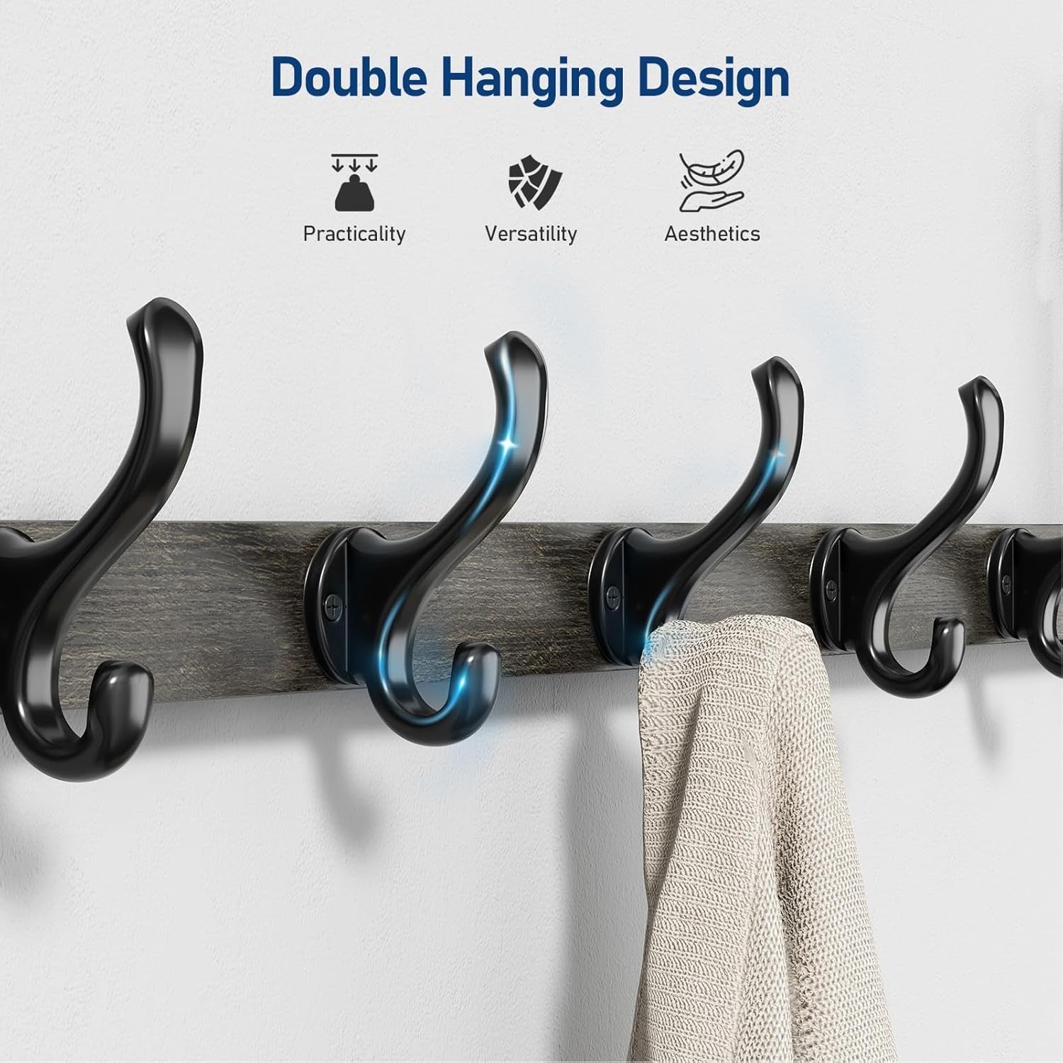 29” Rustic Dark Grey Wall Mounted Coat Rack with Shelf | 5 Hooks Entryway