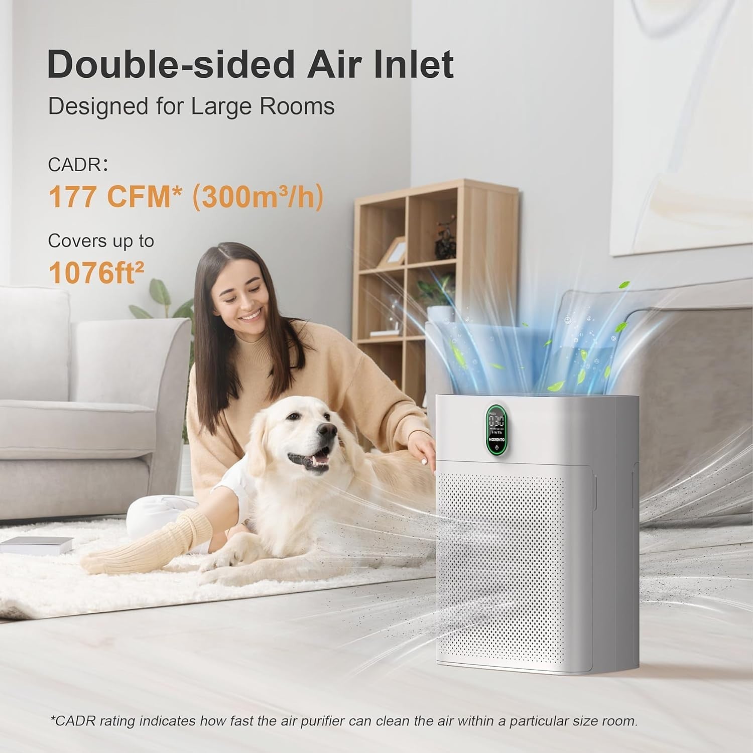 Smart Air Purifier Large Room 1076ft² HEPA WiFi Alexa Quiet 24dB