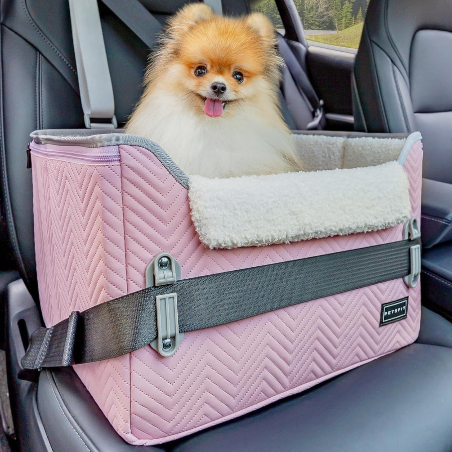 Pink Dog Booster Car Seat Adjustable Height Waterproof Travel Bed