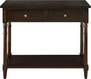 Wood Console Table with 2 Drawers & Shelf, 90x76.5cm, Stylish Walnut